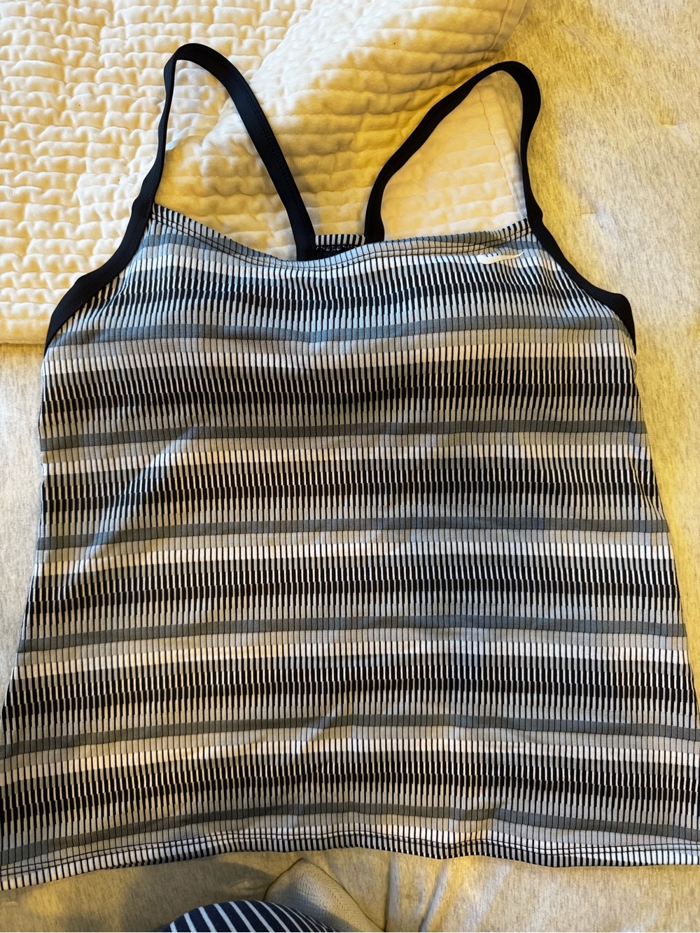 Nike Black & White Striped Camisole with Slim Straps Nike swim size M